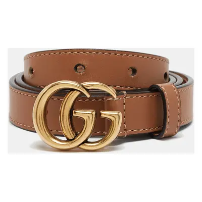 Gucci Brown Leather GG Marmont Waist Belt CM