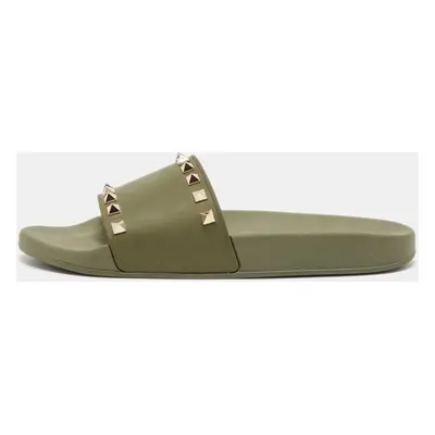 Valentino Green Rubber Stud Flat Slides Size