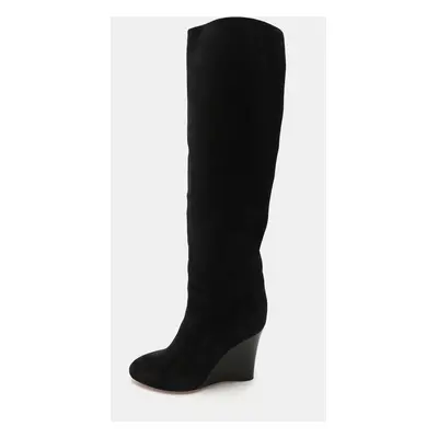 Joseph Black Suede Knee Length Boots Size