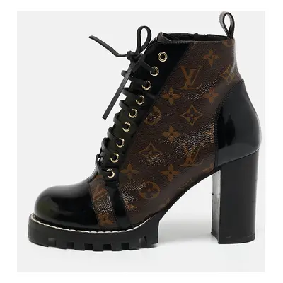 Louis Vuitton Brown/Black Monogram Canvas and Leather Star Trail Ankle Length Boots Size