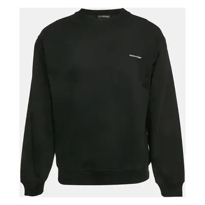 Balenciaga Black Cotton Knit Crew Neck Sweatshirt