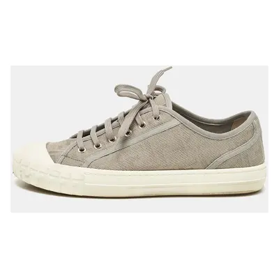 Fendi Grey FF Canvas Domino Lace Up Sneakers Size