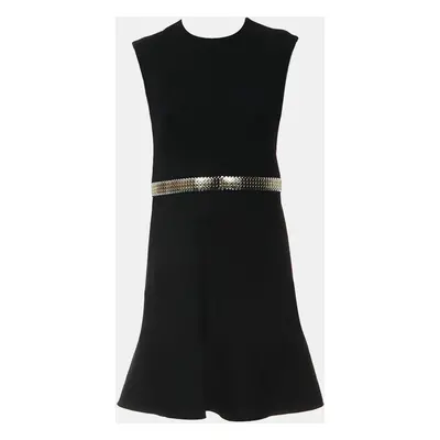 Louis Vuitton Black Wool, Elastane, Silk Metal Waist Sleeveless Dress FR