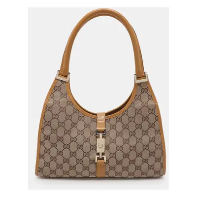 Gucci Beige/Tan GG Canvas and Leather Jackie Bardot Hobo