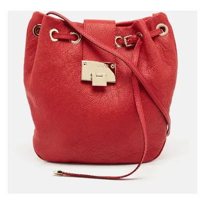 Jimmy Choo Red Leather Drawstring Bag