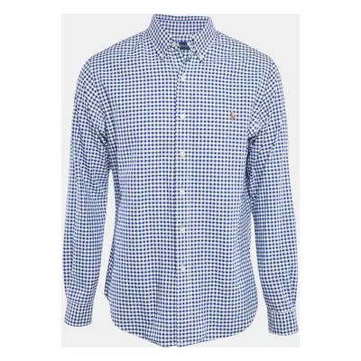 Ralph Lauren Blue Gingham Cotton Button Down Slim Fit Shirt