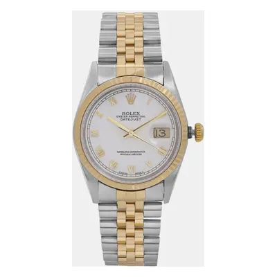 Rolex Grey 18K Yellow Gold Stainless Steel Datejust Automatic Men's Wristwatch mm