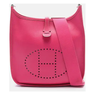 Hermes Pink Leather Evelyne III PM Crossbody Bag