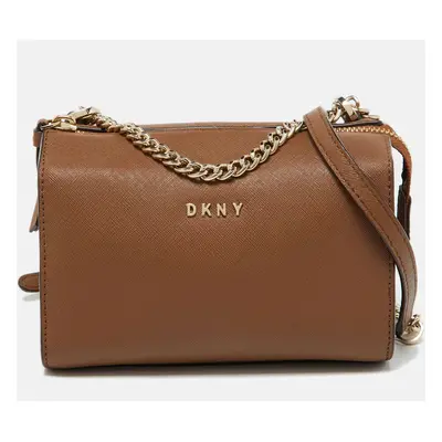 DKNY Brown Saffiano Leather Shoulder Bag