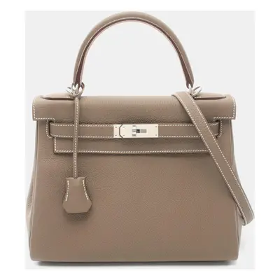 Hermes Brown Togo Leather Kelly Tote Bag