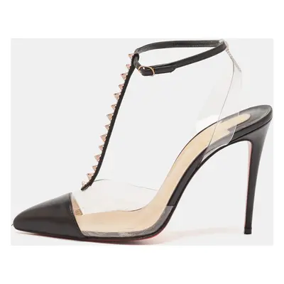 Christian Louboutin Black Leather and PVC Nosy Spike Pumps Size