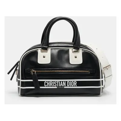 Dior Black/White Leather and Rubber Small Vibe Satchel