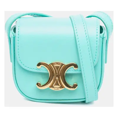 Celine Blue Mini Calfskin Triomphe Crossbody