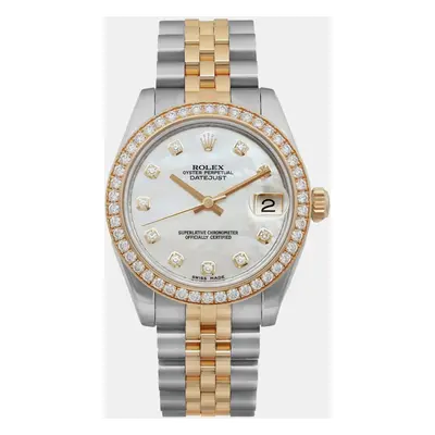 Rolex MOP 18K Yellow Gold Stainless Steel Diamond Datejust Automatic Women's Wristwatch mm