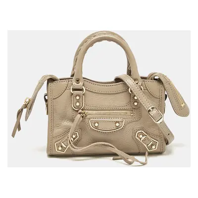 Balenciaga Beige Leather Nano Classic City Tote