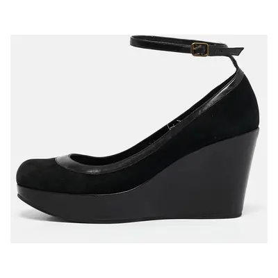 Marc by Marc Jacobs Black Leather and Nubuck Leather Wedge Pumps Size