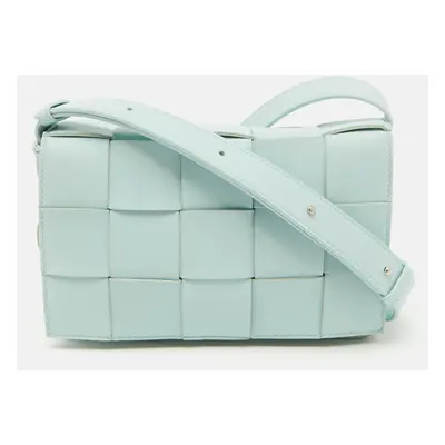 Bottega Veneta Light Blue Leather Cassette Flap Shoulder Bag