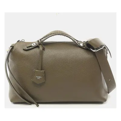 Fendi Khaki Leather By The Way Selleria Large Handbag