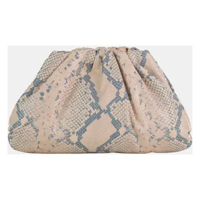 Bottega Veneta Beige/Brown Teen Python Print Goatskin Pouch