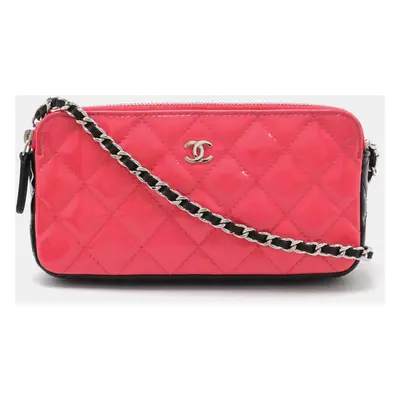 Chanel Pink Leather Chain Wallet