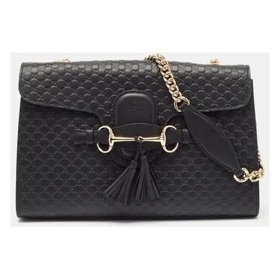 Gucci Black Microguccissima Leather Emily Chain Shoulder Bag