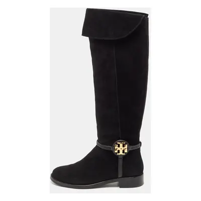 Tory Burch Black Suede Miller Over The Knee Boots Size 37.5