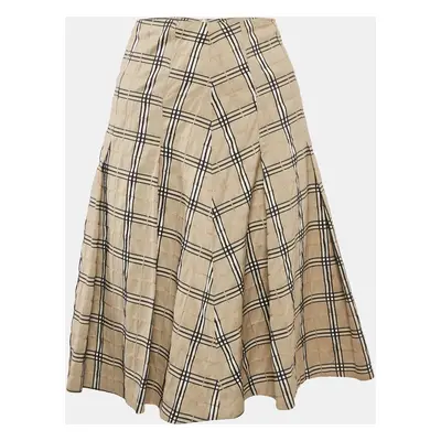 Burberry Beige Tartan Checks Nylon Blend Knee-Length Skirt