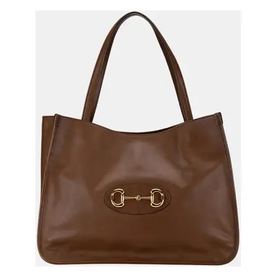 Gucci Brown Medium Leather Horsebit Tote