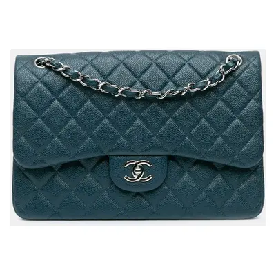 Chanel Blue Jumbo Classic Caviar Double Flap