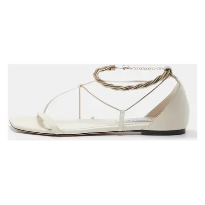 Jimmy Choo White Leather Oriana Flats Size