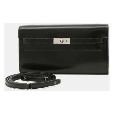 Hermes Black Box Calf Kelly To Go Shoulder Wallet