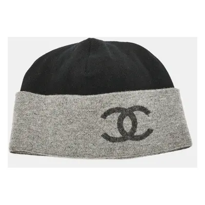 Chanel Black/Grey CC Cashmere Beanie