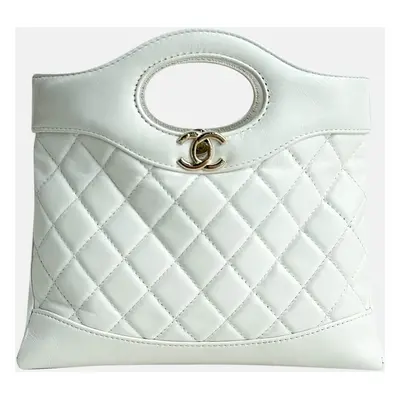 Chanel White Leather Mini Tote Bag