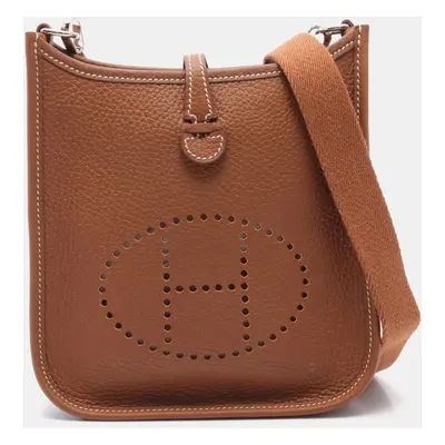 Hermes Brown Leather Evelyne TPM Crossbody Bag