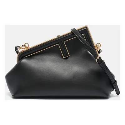 Fendi Black Leather Small First Clutch Bag