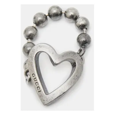 Gucci Heart Sterling Silver Beaded Ring Size