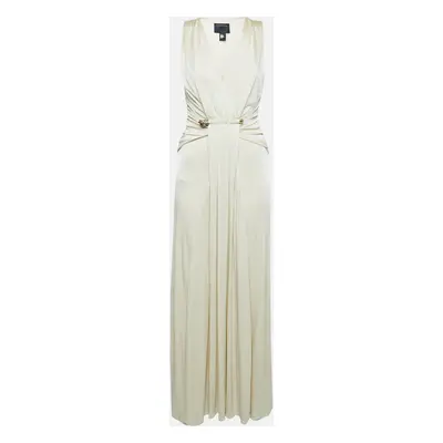 Class by Roberto Cavalli Light Beige Lurex Knit Maxi Dress