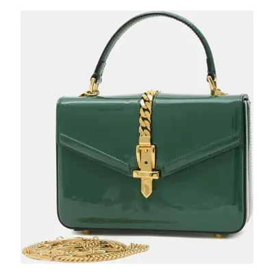 Gucci Green Patent Leather Sylvie Chain Shoulder Bag