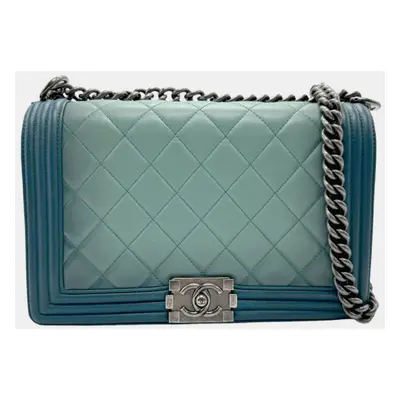 Chanel Green Lambskin Boy Chanel Shoulder Bag