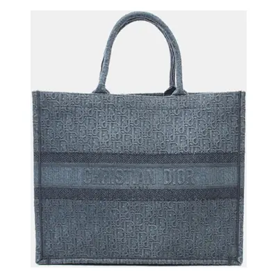 Dior Blue Large Oblique Denim Book Tote