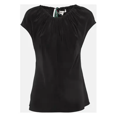 Diane Von Furstenberg Black Silk Tie-Up Detail Top