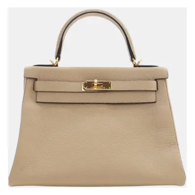 Hermes Trench Clemence Leather Kelly Bag