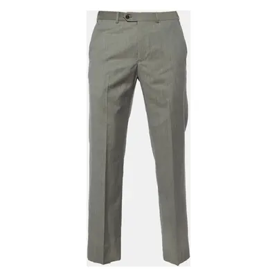 Armani Collezioni Grey Virgin Wool Straight Leg Trousers