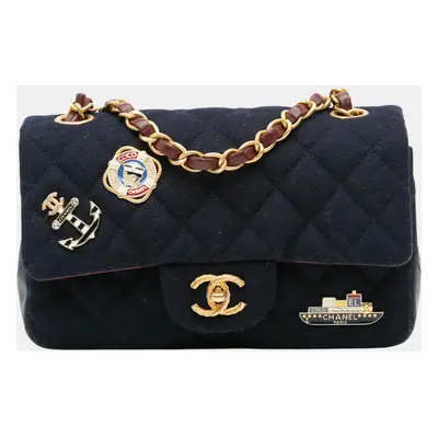 Chanel Navy Blue Mini Rectangular Classic Jersey Sailor Single Flap