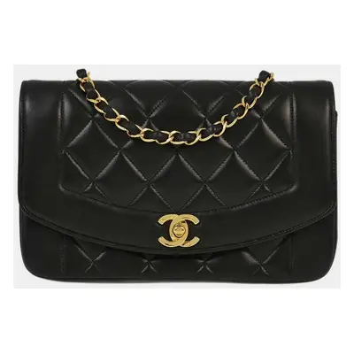 Chanel Black Lambskin Leather Small Diana Shoulder Bag