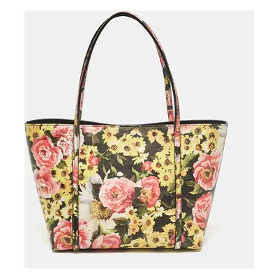 Dolce & Gabbana Multicolor Floral Print Leather Miss Escape Tote