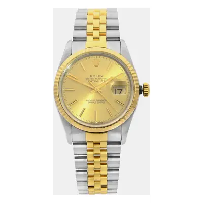 Rolex Gold 18K Gold Stainless Steel Datejust Automatic Women's Wristwatch