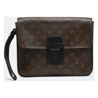 Louis Vuitton Black Monogram Macassar Canvas Lock A4 Pouch