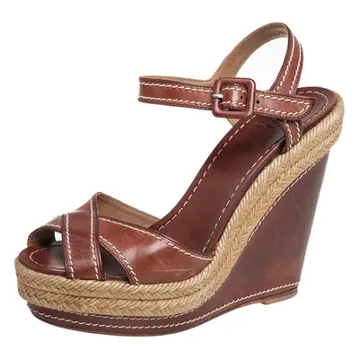 Christian Louboutin Brown Leather Almeria Sandals Size