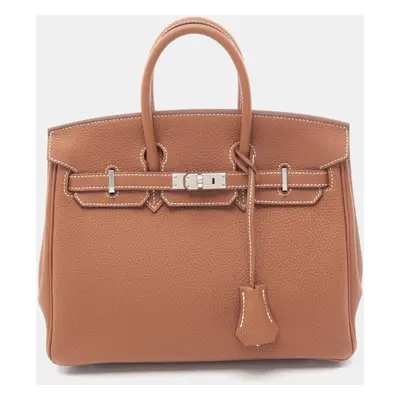 Hermes Brown Togo Leather Birkin Tote Bag